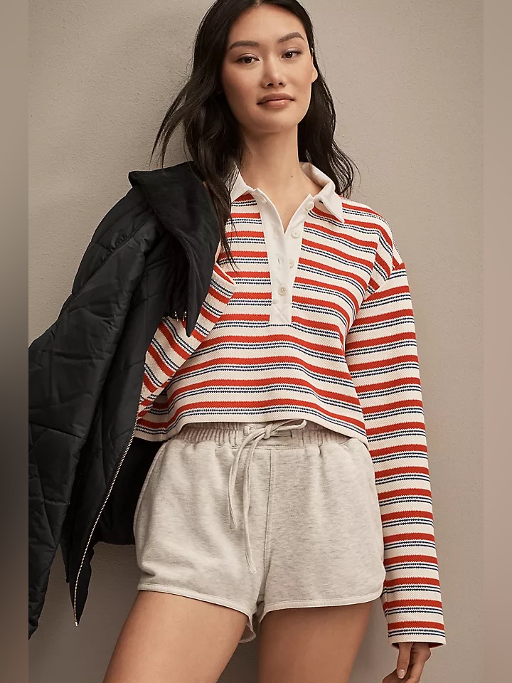 Nwt Reformation Anna Rugby Shirt Red, White And Blue Stripes Size Extra Small